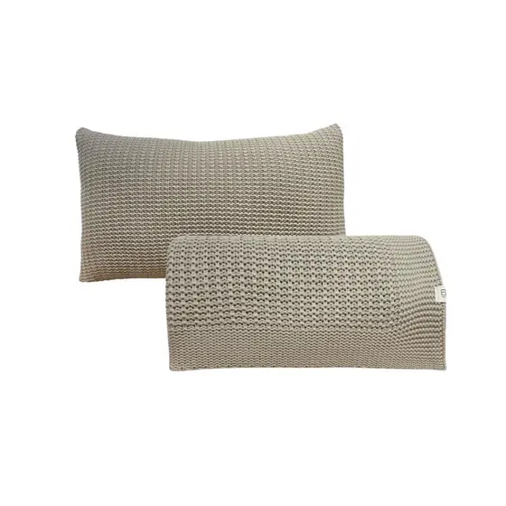 KIT Peseira Tricot Premium Solteiro 150cm + Capa Almofada 30X50 com Zíper Ponto Pipoca Decor Luxo