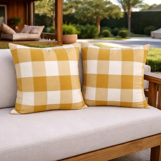 KIT 2 Capas 50X50 Área Externa Xadrez Jardim Varanda Piscina Linha Premium Área Gourmet Toque Suave