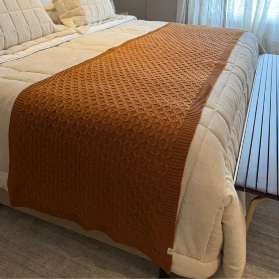 Peseira Tricot Trama Colméia Para Cama Sofá Decoração Para Quarto Casa Luxo Premium 150 a 260cm