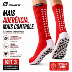 SolidFit Meias de Futebol Profissionais - Meias Crew Antiderrapantes com Grip de Silicone e Almofadas para Homens