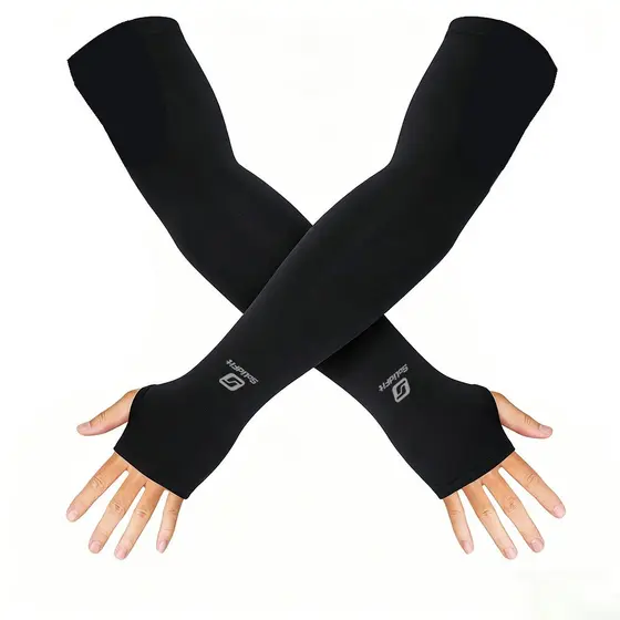 Par Manguito Compressão Antiderrapante com Proteção UV Manga de Braço para Moto Ciclismo Corrida Esportes SOLIDFIT