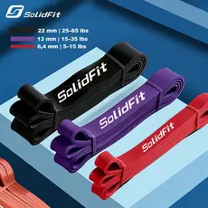 SolidFit Kit 3 Super Band Elástico Borracha Extra Forte Faixas de Resistência 5-65lbs para treino e Exercícios em Casa