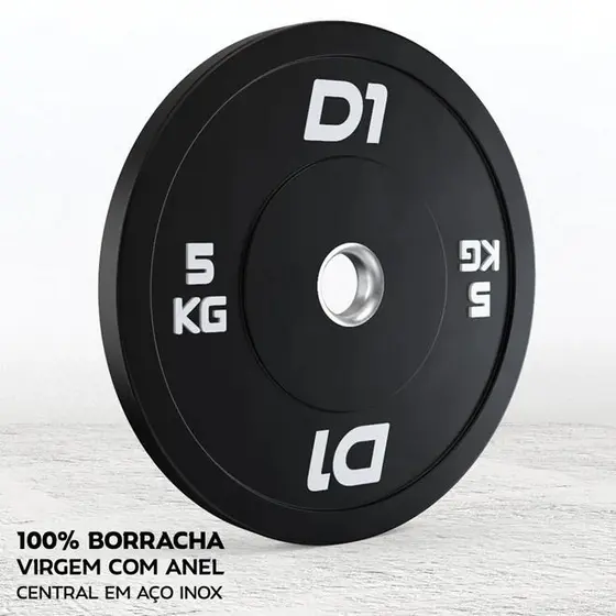 Anilha Olímpica Bumper Preta Cross Training 5kg