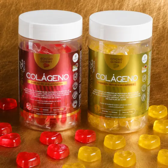Colágeno Gummy Frutas Vermelhas e Abacaxi Zero Açúcar e Lactose 210g Com Verisol e Vitaminas Bem Estar Beleza