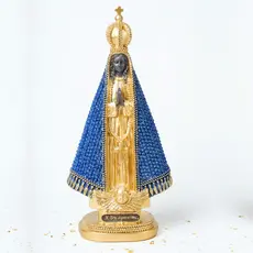 Imagem Nossa Senhora Aparecida Arquétipo Azul 24cm Estátua Brilho Qualidade Premium de Resina