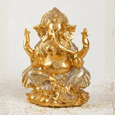 Ganesha Dourado 12cm Arquétipo Estatueta Hindu Abertura de Caminhos e Fortuna Enfeite Decoração