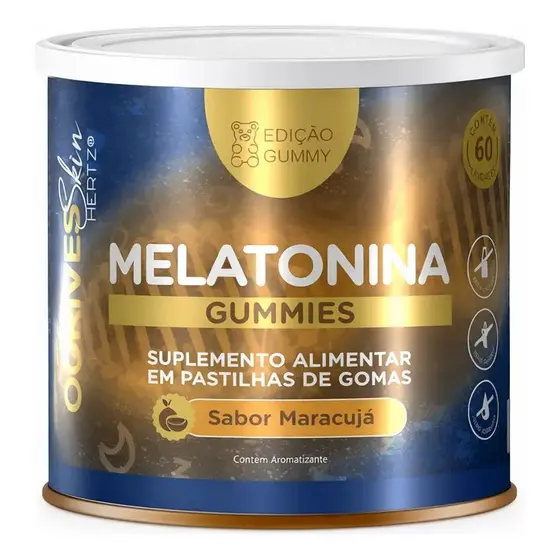Melatonina Gummy Sabor Maracujá 60 Cápsulas Sono Natural Antioxidante Equilíbrio Hormonal Elainne Ourives
