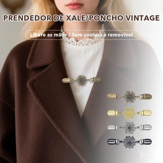 Frete Grátis! Clip De Lenço De Pescoço Europeu E Americano Camisola Retro Fivela Anti-Exposição Colarinho De Broche