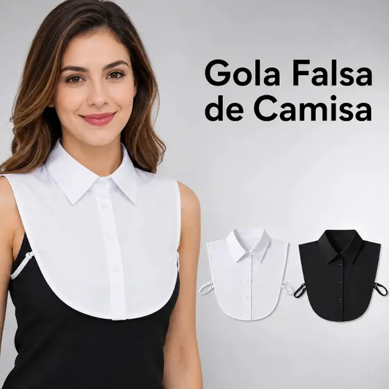 Gola Falsa Colarinho Falso Lapela Feminino Branco Destacável Elegante Moda para Camisa Vestido