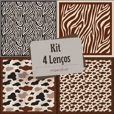 Kit com 4 Lenços 70x70cm | Tecido Sedinha Leve | Estampas Exclusivas e Autênticas