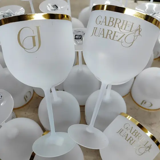 Taça gin acrílico personalizada formatura noivado aniversário brinde fosca degrade Kit 10