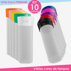 Garrafa de Água Eco Acrílica Squeeze Lisas com várias opções de cores de tampas Kit 10un