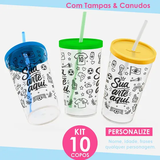 KIT Copo Personalizado Twister 550ml Fosco Degrade Transparente Formatura Aniversário Lembracinha