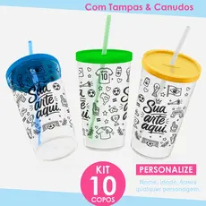 KIT Copo Personalizado Twister 550ml Fosco Degrade Transparente Formatura Aniversário Lembracinha