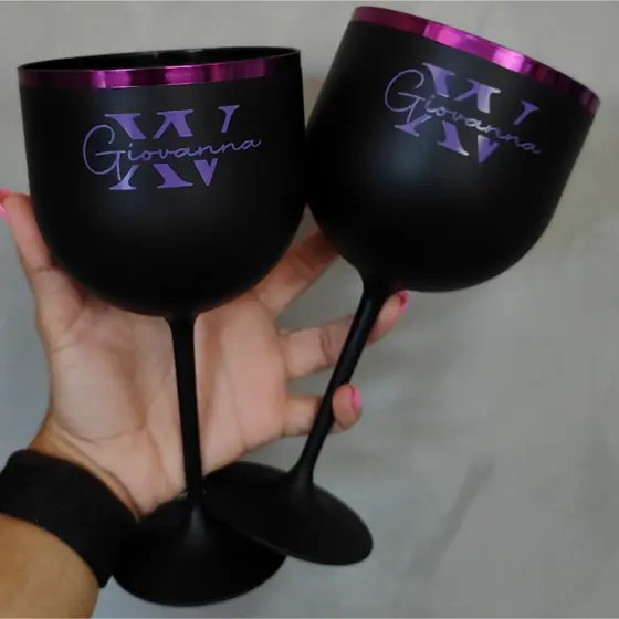 Kit 10 Taça gin acrílico personalizada formatura noivado aniversário brinde fosca degrade
