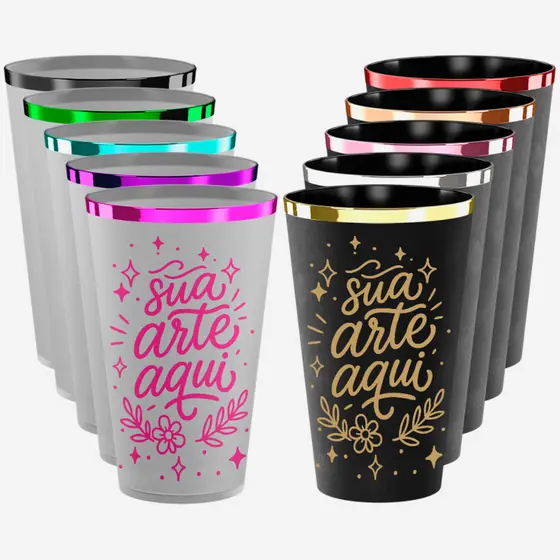 Copos personalizados caldereta 400 ml fosco degrade bicolor formatura aniversário casamento KIT