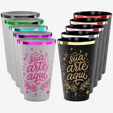 Copos personalizados caldereta 400 ml fosco degrade bicolor formatura aniversário casamento KIT