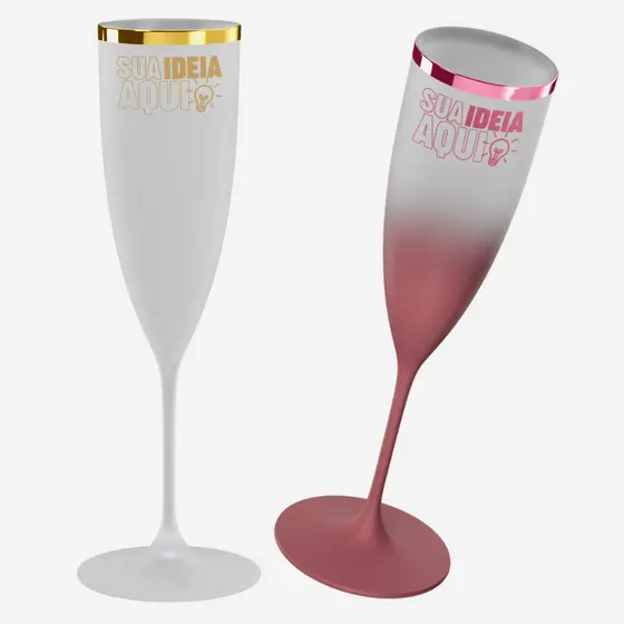 Taça Champanhe fosca transparente degrade evetos casamento formatura aniversário festas Kit10un
