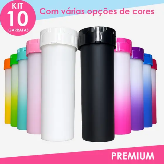 Garrafa Eco Acrílica Fosca Degrade Jateada - Cores Variadas Kit 10 -  Exercícios Brindes