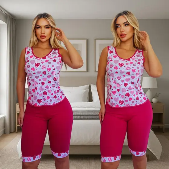 Conjunto De Pijamas Pescador Regata Malha} 100% Algodão Babydool Feminino Dormir Confortável Verão