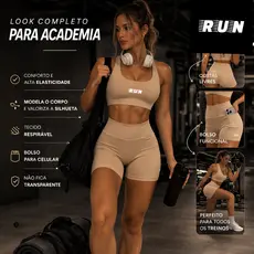 Conjunto Fitness Feminino Premium Cintura Alta Academia Treino Não Transparente Bolso Para Celular
