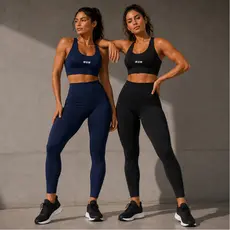 Kit 2 Conjuntos Academia Feminino RUN Original Top + Legging Suplex Zero Transparência Treino