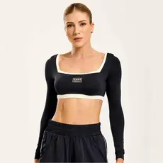 Cropped Style Manga Longa Preto Poliamida Soft Com Bojo