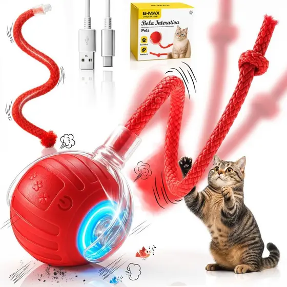 Bolinha Eletrônica Interativa Pet Gato Cachorro Brinquedo Inteligente Cães Bola Automática Bola