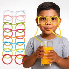 Óculos Canudo Divertido Infantil – Sucesso em Festas, Reutilizável, Colorido e Criativo!