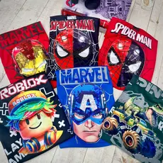 Camiseta Infantil LED à Prova d’Água Personagens – Conforto, Brilho e Super Divertido!