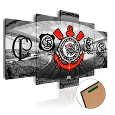 Quadro Decorativo Timao Corinthians Escudo 115x60cm Gaviao da Fiel mosaico tendencia