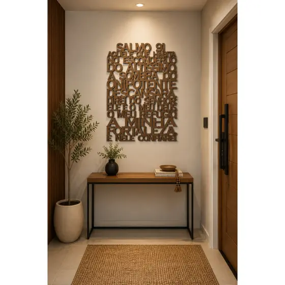 Quadro Decorativo Salmo 91 Oração 60cm Painel Religioso Patinado