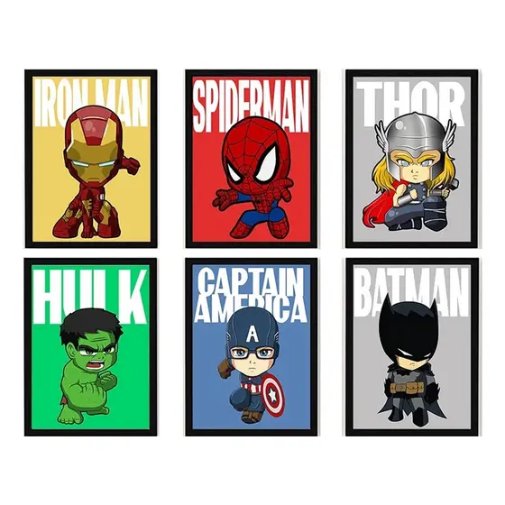 Quadros Decorativos Avengers Super-Heróis – Desenhos Animados Colorido