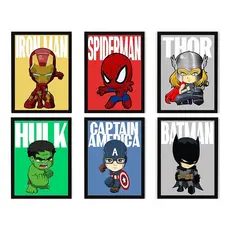 Quadros Decorativos Avengers Super-Heróis – Desenhos Animados Colorido