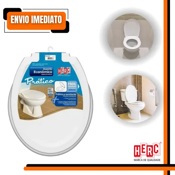 Assento Sanitário Herc Econômico Branco ou Cinza Universal Banheiro Tampo Plástico Reforçado