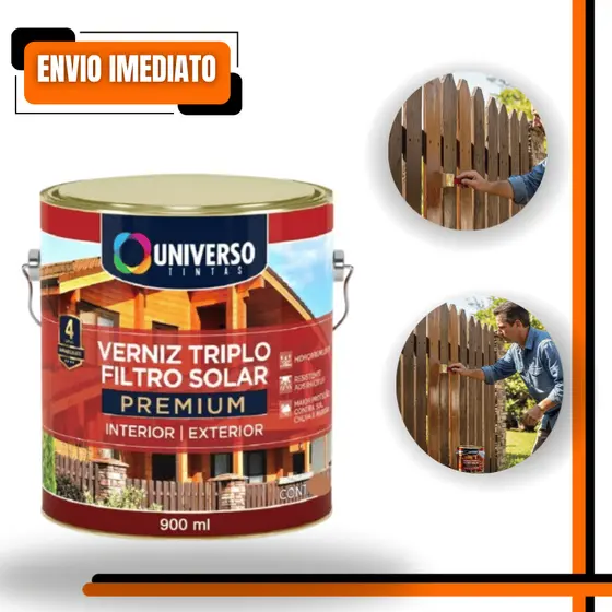 Verniz Triplo Filtro Solar Universo 900ml Acetinado ou Brilhante Proteção UV Madeira