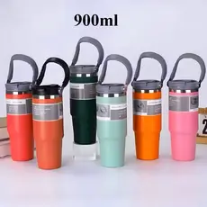 Copo Térmico Aço Inox com canudo. parede dupla a vácuo quente e frio 900ml SUPER QUALIDADE
