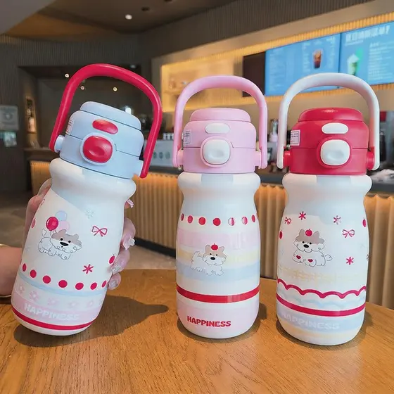 Garrafa Térmica Infantil 520ml em Aço Inox 316 com Duplo Modo de Consumo e Alça Portátil