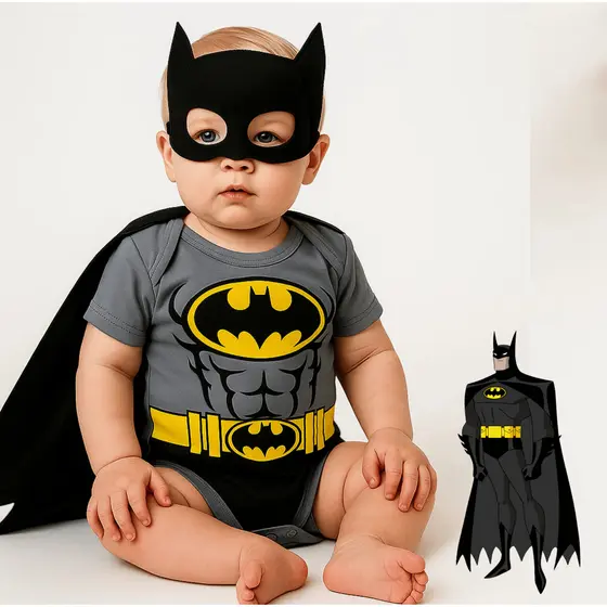Body Bebê Infantil Mêsversário Temático Batman Super Confortável Lançamento