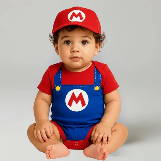 Body Bebê Menino Infantil Super Mario Bros Mêsversário Temático Confortável