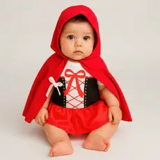 Body Bebê Fantasia Chapeuzinho Vermelho + Capa Mesversario Temático Para Menina Festa Fantasia Halloween