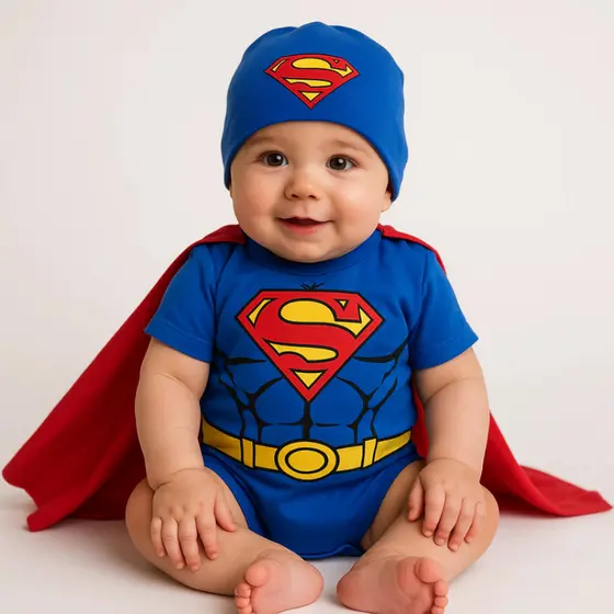 Body Bebê Infantil Menino Mêsversário Temático Superman Super Confortável Linha Premium