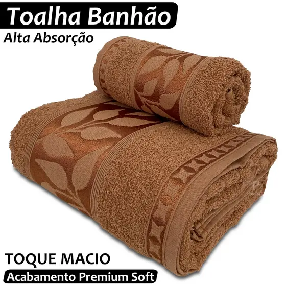 Kit Toalha de Banho e Rosto 100% Algodão – Grande Alta Absorção – Aura Valletex | 1 Banhão + 1 Rosto