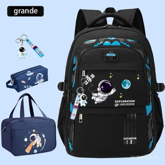 Mochila Infantil com Estampa de Astronauta à Prova d'Água para Alunos do Ensino Fundamental 41IU