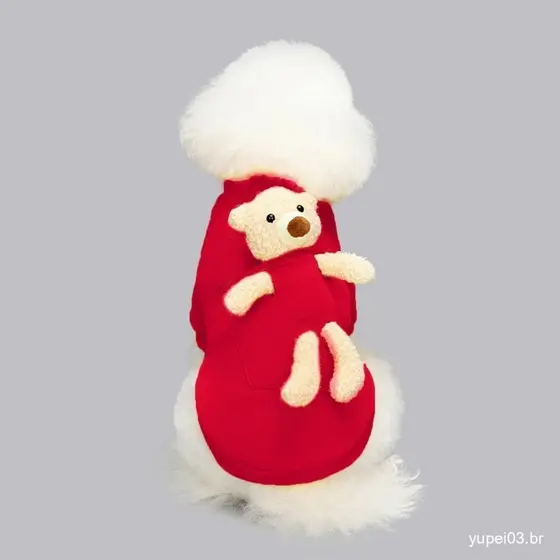 Pulôver De Cachorro Adorável Decoração De Urso Manter Quente Roupa Casual Filhote Inverno Roupas De Duas Pernas Para O A