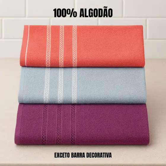 Kit Toalha De Rosto Felpuda 100% Algodão 40x70cm Macia Absorvente