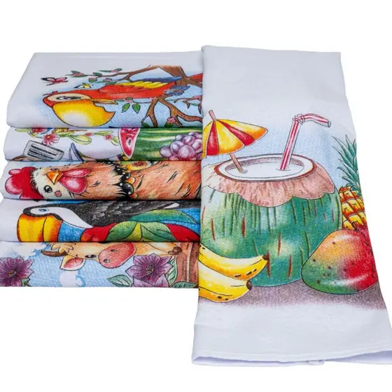 Pano De Prato Copa Estampado 40x66 Kit Com 3 5 e 10 Peças