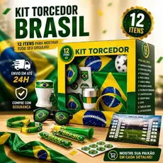 Kit Torcedor Brasil 12 Itens – Completo para Festa e Futebol