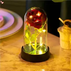 Rosa LED com Cúpula Transparente – Flor Eterna Iluminada para Decoração