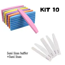 Kit 5 Lixas Buffer + 5 Lixas Banana 100/180 Nails